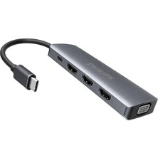Philips SWR1602S/93 Usb-C 8'i 1 Arada 8k Dp + Dual 4K HDMI + VGA 100W Pd Ultra Hub Istasyonu
