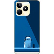 Le Balvo Realme C53 Uyumlu Kulaklı Kedi Baskılı Silikon Kılıf
