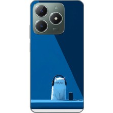 Le Balvo Realme C61 Uyumlu Kulaklı Kedi Baskılı Silikon Kılıf