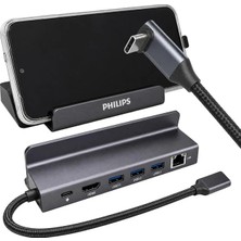 Philips SWR1691A/93 Usb-C 6'sı 1 Arada Stand Tasarımlı Hub - 4K 60Hz Hdmı, 1000MBPS Lan, 100W Pd