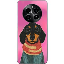 Le Balvo Realme 12 4g Uyumlu Sevimli Siyah Köpek Baskılı Silikon Kılıf