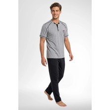 Mecit Pijama Mecit 4006 Gri %100 Pamuk Erkek Pijama Takımı