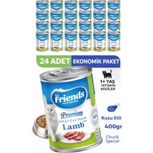 Friends Premium Kuzu Etli Yetişkin Kedi Konservesi 400 gr x 24 Adet Ekonomik Paket Yaş Mama