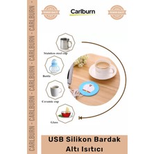 Carlburn #bardakısıtıcı Karbon Fiber Isıtma Pedli Taşınabilir Ofis Masaüstü Şık USB Silikon Bardak Altı Isıtıcı