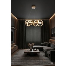 Light House Yıldız Model Gold LED Salon Avizesi - 6 Halkalı