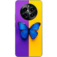Le Balvo Realme 12 4g Uyumlu Mor Sarı Kelebek Baskılı Silikon Kılıf