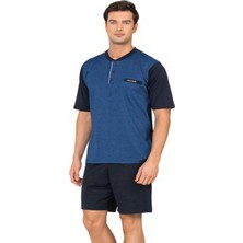 Pierre Cardin 6132 Erkek Kısa Kollu Yakası Düğmeli 3'lü Pijama Takımı-Saks