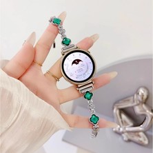 Alstrap Samsung Galaxy Watch 7 6 5 4 Uyumlu Taşlı Yonca Desenli Metal Kordon