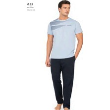 Pierre Cardin 6123 Erkek Kısa Kollu Bisiklet Yaka Pijama Takımı-Mavi