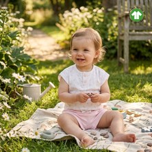 Organik Pamuk Kız Bebek Takımı Çiçek Desenli T-Shirt ve Şort 2’li Set