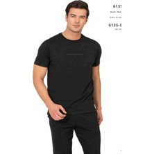 Pierre Cardin 6135 Erkek Kısa Kollu Bisiklet Yaka Pijama Takımı-Siyah