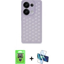 Pileli Store Pilelistore™ Redmi Note 13 Pro 4g Kılıf Zirve Form - Siyah 3D Antistatik Cam Ekran Koruyucu + Raze Metal Kamera Lens - Gs