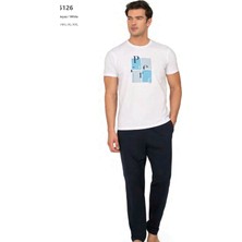 Pierre Cardin 6126 Erkek Kısa Kollu Bisiklet Yaka Pijama Takımı-Beyaz