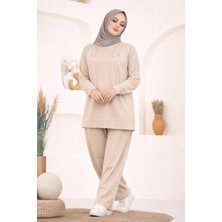 SFG Life Moda Kadın Omuzu Taşlı ve Manşet Kol Tunik-Pantolon Ikili Takım