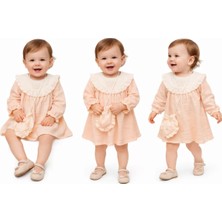 Baby Najmaddin 6-24 Ay Müslin Keten Pamuk Çantalı Bebek Elbisesi Najmaddin
