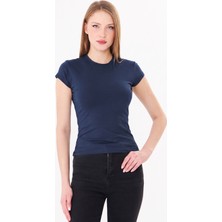 Sortie Collection Kadın Bisiklet Yaka Pamuklu Fit Basic Tshirt
