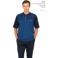 Pierre Cardin 6133 Erkek Kısa Kollu Yakası Düğmeli 3'lü Jakarlı Pijama Takımı-Lacivert