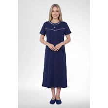 Mecit Pijama Mecit 6389 Lacivert Büyük Beden %100 Pamuk Kadın Gecelik