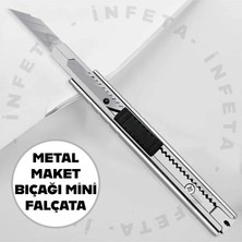 İnfeta Dar Maket Bıçağı Metal Falçata  Ince Cep Tip Maket Bıçağı