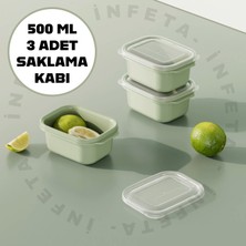 İnfeta 500 ml 3 Adet Dikdörtgen Saklama Kabı Çok Amaçlı Şeffaf Kapaklı 3lü Erzak Yiyecek Kabı