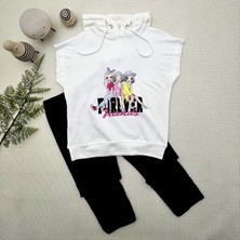 Baby Najmaddin 3-4-5 Yaş Forever Cici Kızlar Baskılı Kapşonlu 2li Kız Çocuk Takımı Lacivert