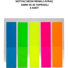 Dağtaş Kırtasiye Notyaz Neon Renkli Ayraç 20 Yapraklı 15MM x 5 – Renkli Not Kağıdı 5 Adet
