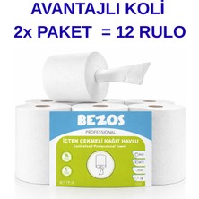 Bezo Najmaddin Bezos Professional Içten Çekmeli Kağıt Havlu 2 Koli | 12 Rulo | Endüstriyel Kul