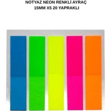 Dağtaş Kırtasiye Notyaz Neon Renkli Ayraç 20 Yapraklı 15MM x 5 – Renkli Not Kağıdı 1 Adet