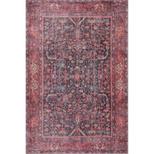 Pera Halı Kırmızı ve Lacivert Klasik Çiçekli Vintage Halı - Outlet - T0627OU