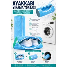 Duff Clean Mavi Büyük Boy Mikrofiber Ayakkabı Yıkama Çantası Fermuarlı