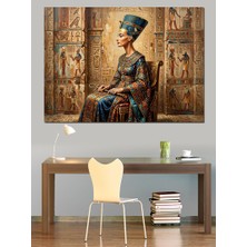 Artmeg Mısır Kraliçesi Nefertiti Altın Taht Dekoratif Kanvas - Mdf Ahşap Tablo