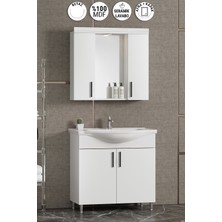 Özceden Leylak 80 cm Beyaz Mdf Seramik Lavabolu Asma Banyo Alt Dolabı