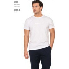 Pierre Cardin 6135 Erkek Kısa Kollu Bisiklet Yaka Pijama Takımı-Beyaz