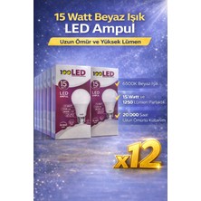 Bezo Najmaddin LED Ampul 15 Watt Beyaz Işık 6500K Yüksek Lümen E27 Duy Uzun Ömürlü 12 Adet Na