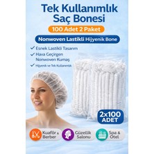 Bezo Najmaddin Tek Kullanımlık Saç Bonesi 100'LÜ 2 Paket Nonwoven Lastikli Hijyenik Bone Toplam