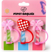 Ef Butik Kalp ve Fiyonk Temalı Pipet Charmı