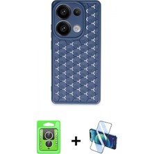 Pileli Store Pilelistore™ Redmi Note 13 Pro 4g Kılıf Zirve Form - Siyah 3D Antistatik Cam Ekran Koruyucu + Raze Metal Kamera Lens - Gs