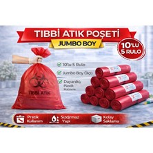 Bezo Najmaddin Tıbbi Atık Poşeti  Boy 10'lu 5 Rulo Kırmızı Tıbbi Atık Atık Poşeti Seti Naj