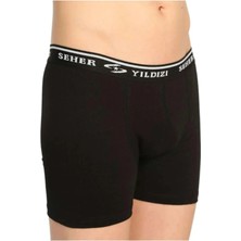 Seher Yıldızı Erkek Likralı Siyah Boxer 8'li Paket Esnek Tasarım ile Konforlu Kullanım 0060
