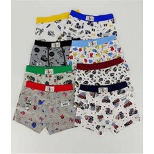 Namaldı Erkek Çocuk Renkli 9'lu Likralı Desenli Boxer