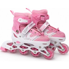 Can Oyuncak Işıklı Ayarlanabilir (Alıştırma ve Sıralı) Paten S-(31-34) Pembe