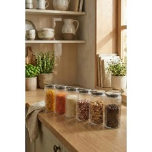leela Home 6'lı Set Metal Vakum Kapaklı Cam Saklama Kabı 1350 ml