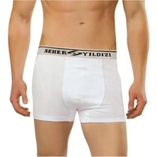 Seher Yıldızı Erkek Beyaz Elastan Likralı Boxer Yeni Sezon (1 Adet Ekonomik)