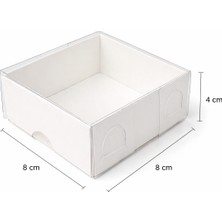 Aspak 8X8X4CM Asetat Kapaklı Amerikan Bristol Beyaz Kutu-Baby Shower, Nikah, Kına, Düğün, Hediyelik Kutu-10 Adet