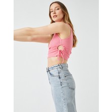 Koton Crop Atlet Pencere Detaylı Bisiklet Yaka Pamuklu