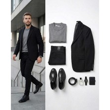 Beystil Erkek Siyah Blazer Ceket Petek - Slim Fit