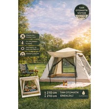 Mo Dou Tam Otomatik Kamp Çadırı 210X210 cm 3 Saniyede Kurulum Su Geçirmez Sineklikli Çadırı Outdoor Kamp