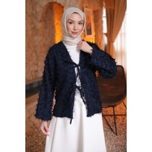 İmaj Butik Lacivert Ön Bağlamalı Püsküllü Kimono