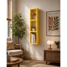 Dekormer Design Kitaplık Duvar Rafı Yatay-Dikey Tek Sarı