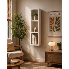 Dekormer Design Kitaplık Duvar Rafı Yatay-Dikey Tek Beyaz